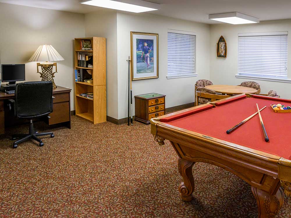 pool table and computer area