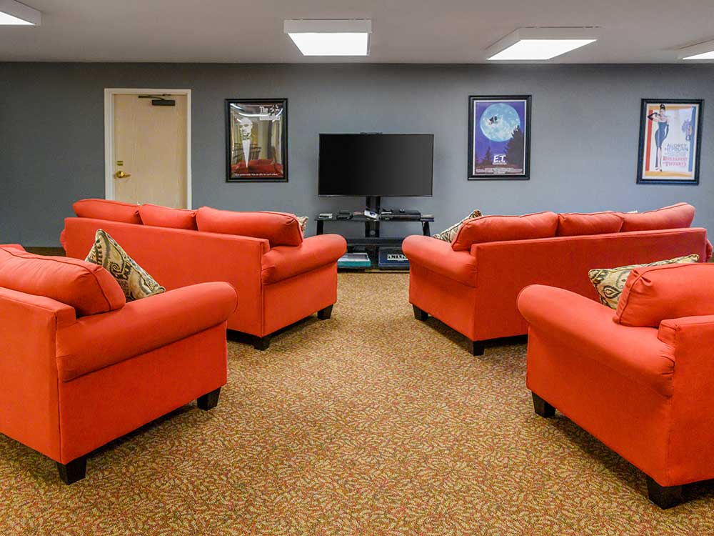 tv room with couches